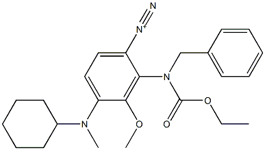 4-(Cyclohexylmethylamino)-2-[ethoxycarbonyl(phenylmethyl)amino]-3-methoxybenzenediazonium Struktur