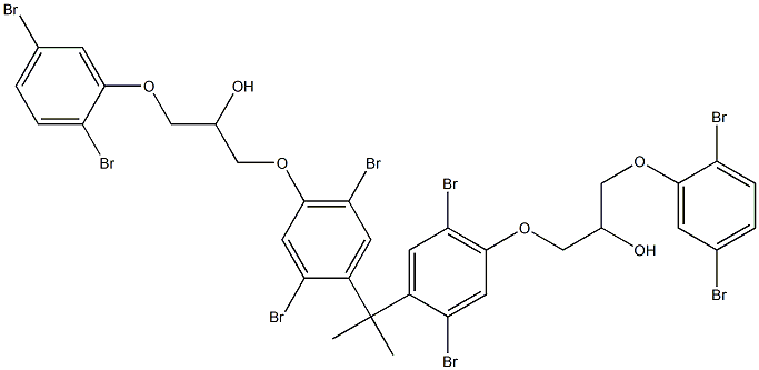 2,2-Bis[2,5-dibromo-4-[2-hydroxy-3-(2,5-dibromophenoxy)propyloxy]phenyl]propane Struktur