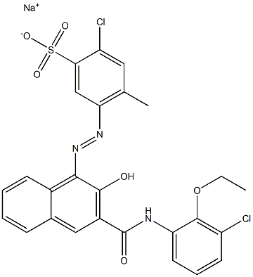 2-Chloro-4-methyl-5-[[3-[[(3-chloro-2-ethoxyphenyl)amino]carbonyl]-2-hydroxy-1-naphtyl]azo]benzenesulfonic acid sodium salt Struktur