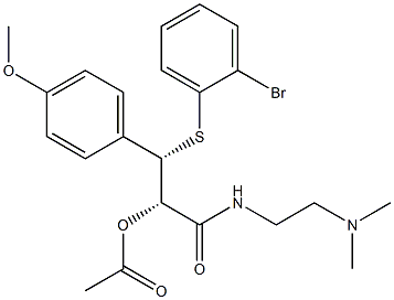 (2S,3S)-N-[2-(Dimethylamino)ethyl]-2-acetyloxy-3-(p-methoxyphenyl)-3-(o-bromophenylthio)propionamide Struktur