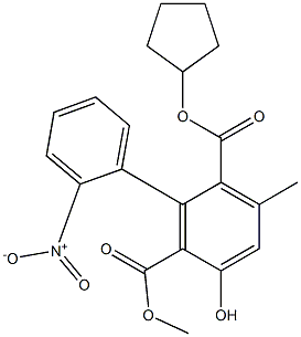 3-Methyl-5-hydroxy-2'-nitro-1,1'-biphenyl-2,6-dicarboxylic acid 2-cyclopentyl 6-methyl ester Struktur