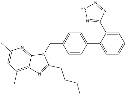 2-Butyl-5,7-dimethyl-3-[[2'-(2H-tetrazol-5-yl)-1,1'-biphenyl-4-yl]methyl]-3H-imidazo[4,5-b]pyridine Struktur