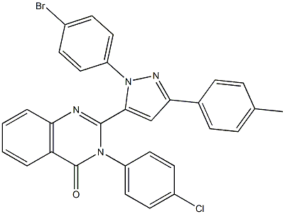 3-(4-Chlorophenyl)-2-[3-(4-methylphenyl)-1-(4-bromophenyl)-1H-pyrazol-5-yl]quinazolin-4(3H)-one Struktur