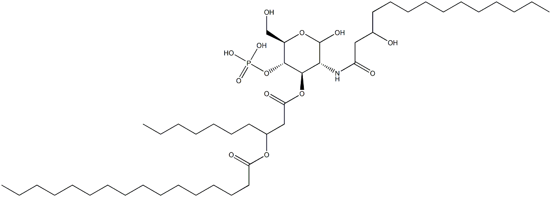 2-(3-Hydroxymyristoylamino)-4-O-phosphono-3-O-[3-(palmitoyloxy)decanoyl]-2-deoxy-D-glucopyranose Struktur