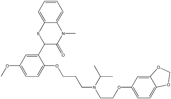 2-[2-[3-[N-[2-(1,3-Benzodioxol-5-yloxy)ethyl]isopropylamino]propyloxy]-5-methoxyphenyl]-4-methyl-4H-1,4-benzothiazin-3(2H)-one Struktur