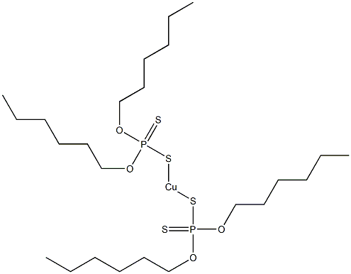 Bis[di(hexyloxy)phosphinothioylthio]copper(II) Struktur