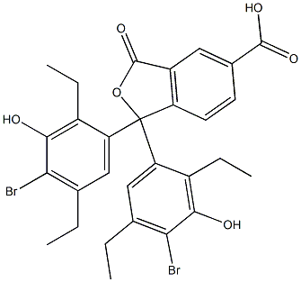 1,1-Bis(4-bromo-2,5-diethyl-3-hydroxyphenyl)-1,3-dihydro-3-oxoisobenzofuran-5-carboxylic acid Struktur