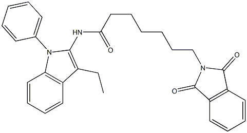 N-(1-Phenyl-3-ethyl-1H-indol-2-yl)-7-(1,3-dioxoisoindolin-2-yl)heptanamide Struktur