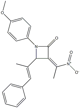 1-(p-Methoxyphenyl)-3-(1-nitroethylidene)-4-(1-methyl-2-phenylvinyl)azetidin-2-one Struktur