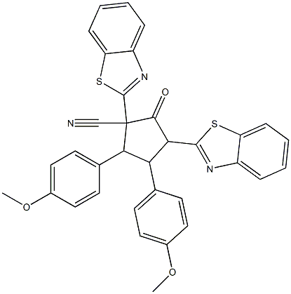 1,3-Bis(benzothiazol-2-yl)-2-oxo-4,5-bis(4-methoxyphenyl)cyclopentane-1-carbonitrile Struktur