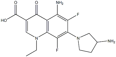 5-Amino-1-ethyl-6,8-difluoro-1,4-dihydro-4-oxo-7-(3-amino-1-pyrrolidinyl)quinoline-3-carboxylic acid Struktur