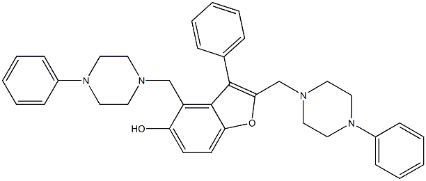 2,4-Bis[(4-phenyl-1-piperazinyl)methyl]-3-phenylbenzofuran-5-ol Struktur