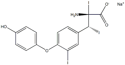 (2R,3R)-2-Amino-3-[4-(4-hydroxyphenoxy)-3-iodophenyl]-2,3-diiodopropanoic acid sodium salt Struktur