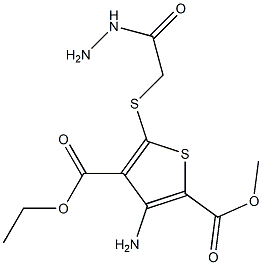 3-Amino-5-[(2-hydrazino-2-oxoethyl)thio]thiophene-2,4-dicarboxylic acid 4-ethyl 2-methyl ester Struktur