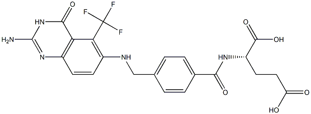 N-[4-[[(2-Amino-4-oxo-5-trifluoromethyl-3,4-dihydroquinazolin)-6-yl]aminomethyl]benzoyl]-L-glutamic acid Struktur