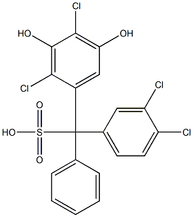 (3,4-Dichlorophenyl)(2,4-dichloro-3,5-dihydroxyphenyl)phenylmethanesulfonic acid Struktur