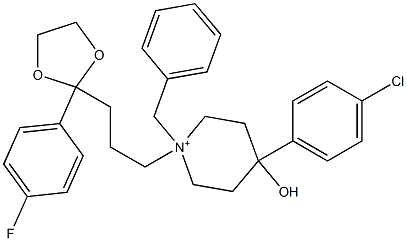 1-Benzyl-4-(p-chlorophenyl)-1-[4,4-(ethylenebisoxy)-4-(p-fluorophenyl)butyl]-4-hydroxypiperidinium Struktur