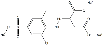 2-[2-[2-Chloro-6-methyl-4-(sodiooxysulfonyl)phenyl]hydrazino]succinic acid disodium salt Struktur