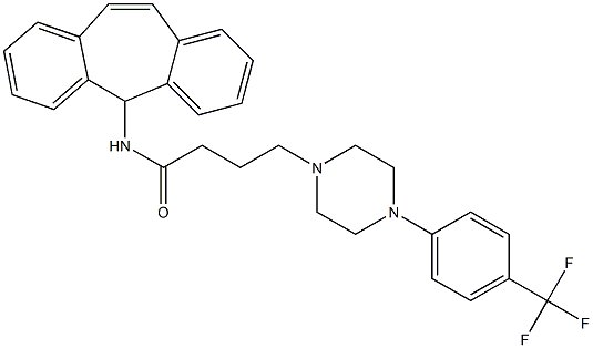 4-[4-(4-Trifluoromethylphenyl)-1-piperazinyl]-N-(5H-dibenzo[a,d]cyclohepten-5-yl)butyramide Struktur