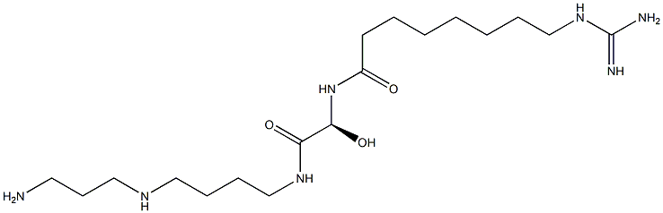 N-[(S)-1-Hydroxy-2-oxo-2-[[4-[(3-aminopropyl)amino]butyl]amino]ethyl]-8-guanidinooctanamide Struktur