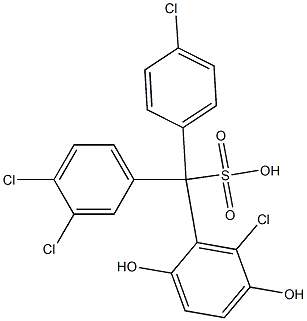 (4-Chlorophenyl)(3,4-dichlorophenyl)(6-chloro-2,5-dihydroxyphenyl)methanesulfonic acid Struktur