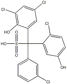 (3-Chlorophenyl)(2-chloro-5-hydroxyphenyl)(3,5-dichloro-2-hydroxyphenyl)methanesulfonic acid Struktur