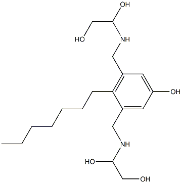 3,5-Bis[[(1,2-dihydroxyethyl)amino]methyl]-4-heptylphenol Struktur