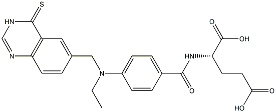 N-[4-[[[(3,4-Dihydro-4-thioxoquinazolin)-6-yl]methyl]ethylamino]benzoyl]-L-glutamic acid Struktur