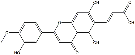 2-(3-Hydroxy-4-methoxyphenyl)-4-oxo-5,7-dihydroxy-4H-1-benzopyran-6-acrylic acid Struktur