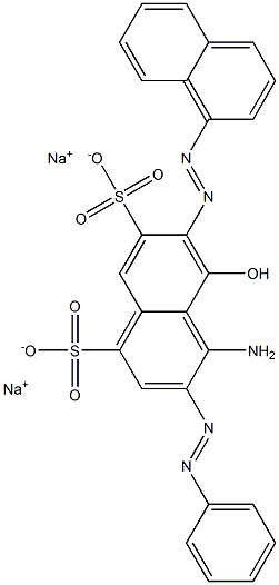 4-Amino-5-hydroxy-6-[(1-naphthalenyl)azo]-3-(phenylazo)naphthalene-1,7-disulfonic acid disodium salt Struktur