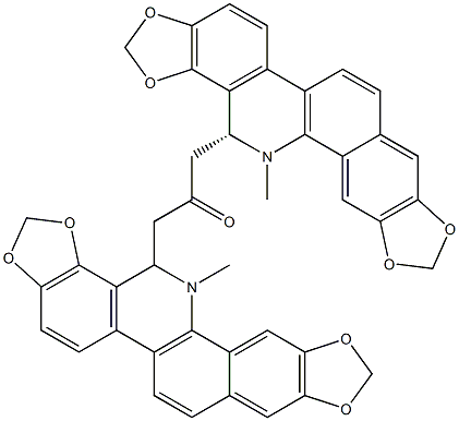 1,3-Bis[(14R)-13,14-dihydro-13-methyl[1,3]benzodioxolo[5,6-c]-1,3-dioxolo[4,5-i]phenanthridin-14-yl]-2-propanone Struktur