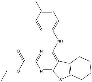 5,6,7,8-Tetrahydro-4-(4-methylphenylamino)[1]benzothieno[2,3-d]pyrimidine-2-carboxylic acid ethyl ester Struktur