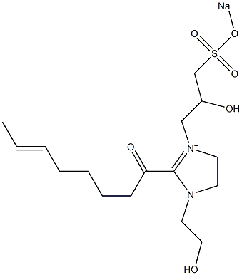 1-(2-Hydroxyethyl)-3-[2-hydroxy-3-(sodiooxysulfonyl)propyl]-2-(6-octenoyl)-2-imidazoline-3-ium Struktur