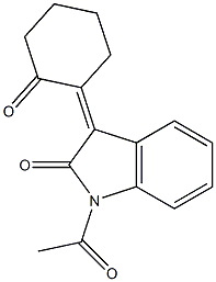 1-Acetyl-2,3-dihydro-3-(2-oxocyclohexylidene)-1H-indol-2-one Struktur