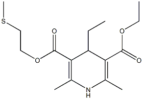 2,6-Dimethyl-4-ethyl-1,4-dihydropyridine-3,5-dicarboxylic acid 3-[2-(methylthio)ethyl]5-ethyl ester Struktur