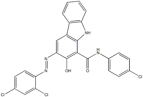 N-(4-Chlorophenyl)-3-[(2,4-dichlorophenyl)azo]-2-hydroxy-9H-carbazole-1-carboxamide Struktur