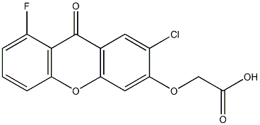 (9-Oxo-2-chloro-8-fluoro-9H-xanthen-3-yloxy)acetic acid Struktur