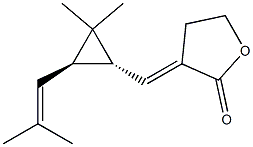 (3E)-Dihydro-3-[[(1R,2R)-3,3-dimethyl-2-(2-methyl-1-propenyl)cyclopropan-1-yl]methylene]furan-2(3H)-one Struktur