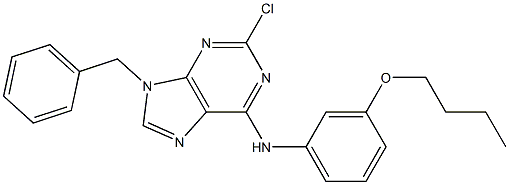 9-Benzyl-2-chloro-6-(3-butoxyphenylamino)-9H-purine Struktur