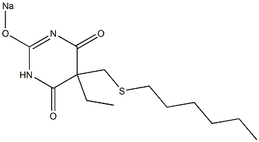 5-Ethyl-5-(hexylthiomethyl)-2-sodiooxy-4,6(1H,5H)-pyrimidinedione Struktur