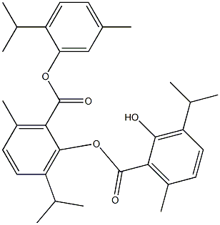 3-Isopropyl-6-methyl-2-(2-hydroxy-3-isopropyl-6-methylbenzoyloxy)benzoic acid (2-isopropyl-5-methylphenyl) ester Struktur