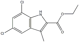 5,7-Dichloro-3-methyl-1H-indole-2-carboxylic acid ethyl ester Struktur