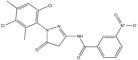 1-(3,6-Dichloro-2,4-dimethylphenyl)-3-(3-nitrobenzoylamino)-5(4H)-pyrazolone Struktur