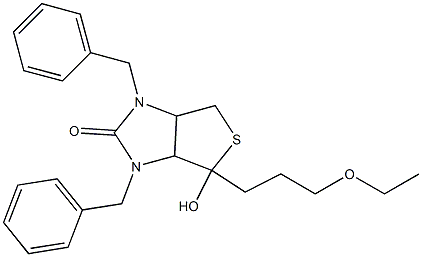 1,3-Dibenzyl-3a,4,6,6a-tetrahydro-6-hydroxy-6-(3-ethoxypropyl)-1H-thieno[3,4-d]imidazol-2(3H)-one Struktur