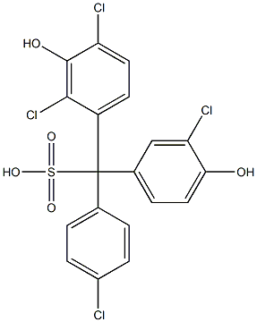 (4-Chlorophenyl)(3-chloro-4-hydroxyphenyl)(2,4-dichloro-3-hydroxyphenyl)methanesulfonic acid Struktur