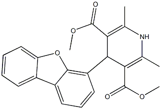 1,4-Dihydro-2,6-dimethyl-4-(dibenzofuran-4-yl)pyridine-3,5-dicarboxylic acid dimethyl ester Struktur