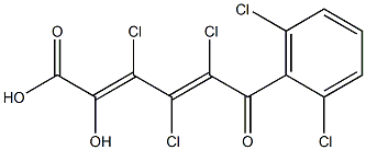 (2E,4E)-2-Hydroxy-3,4,5-trichloro-6-oxo-6-(2,6-dichlorophenyl)-2,4-hexadienoic acid Struktur