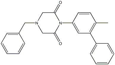 1-(6-Methyl-1,1'-biphenyl-3-yl)-4-benzyl-2,6-piperazinedione Struktur