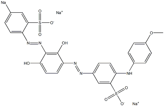 4-(p-Anisidino)-2',4'-dihydroxy-3'-[(4-sodiosulfophenyl)azo]azobenzene-3-sulfonic acid sodium salt Struktur