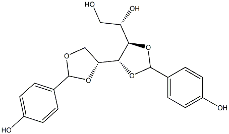 3-O,4-O:5-O,6-O-Bis(4-hydroxybenzylidene)-D-glucitol Struktur